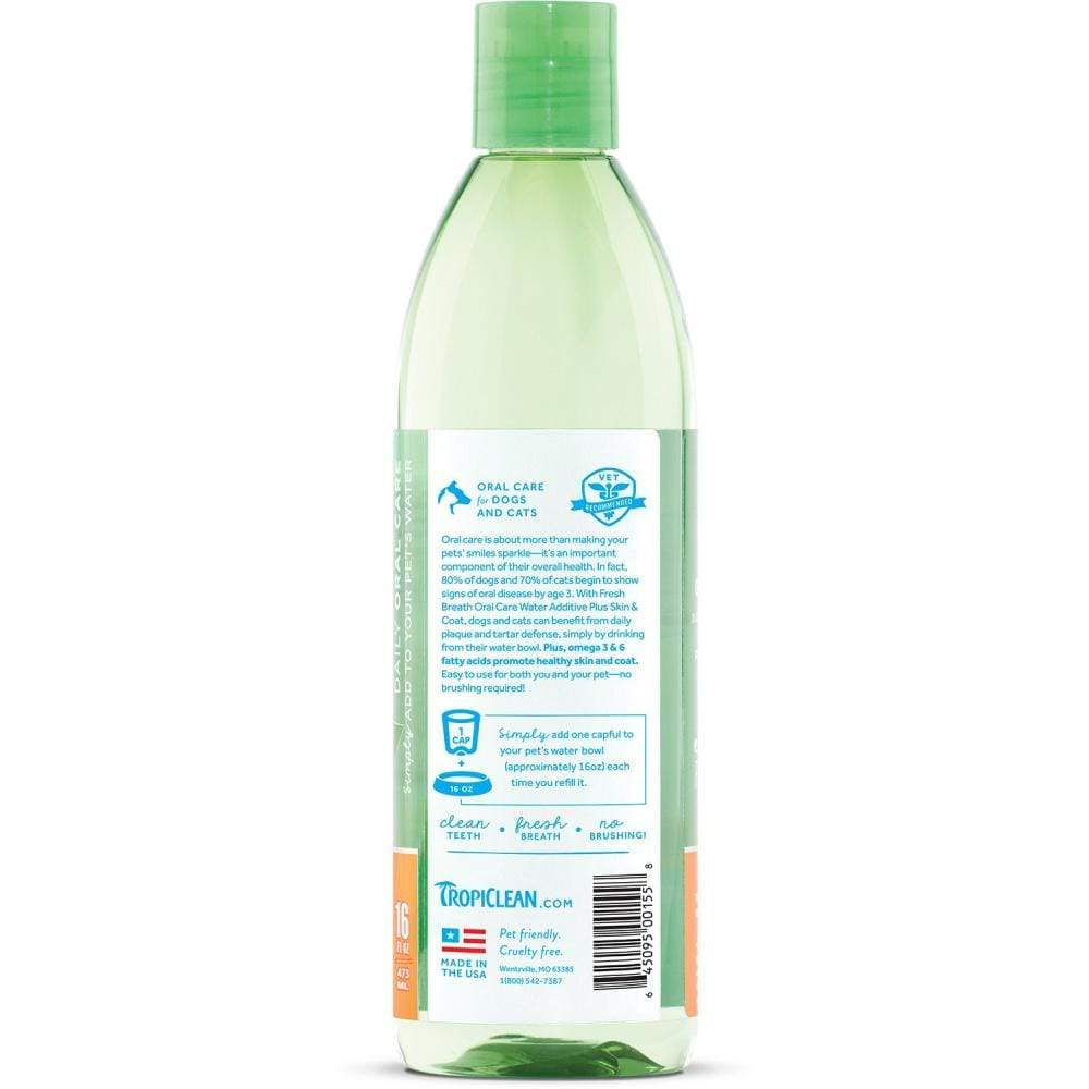Tropiclean Fresh Breath Water Additive Plus Skin Coat for Dogs and C
