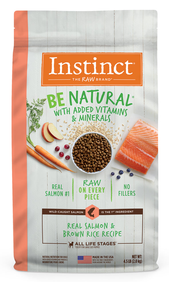 Instinct Be Natural Salmon & Brown Rice Recipe Freeze-Dried Raw Coated Kibble Dry Dog Food