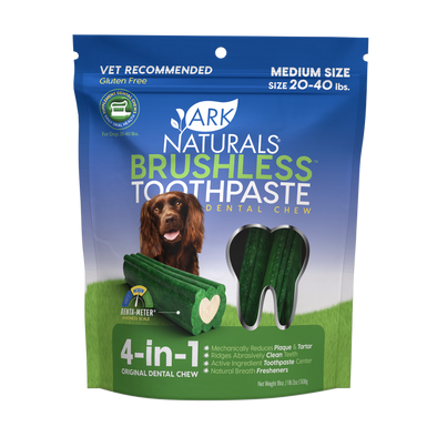 Ark Naturals BREATH-LESS Brushless-Toothpaste Dental Chew for Medium Dogs
