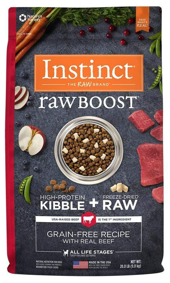 Instinct Raw Boost Grain Free Recipe with Real Beef Natural Freeze-Dried Raw + Kibble Dry Dog Food