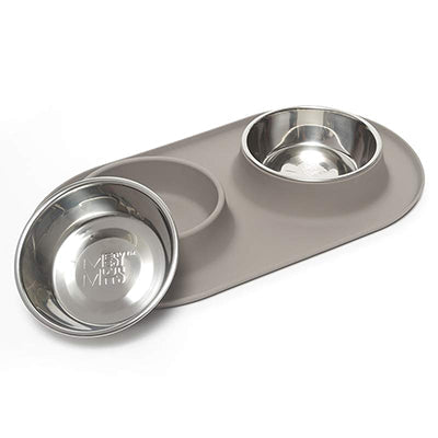 Messy Mutts Double Silicone Feeder with Stainless Bowls