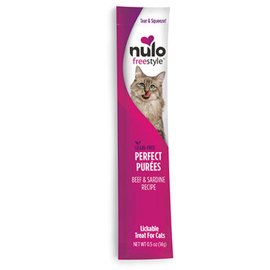 Nulo Freestyle Grain Free Perfect Puree Beef & Sardine Recipe lickable Cat Treats