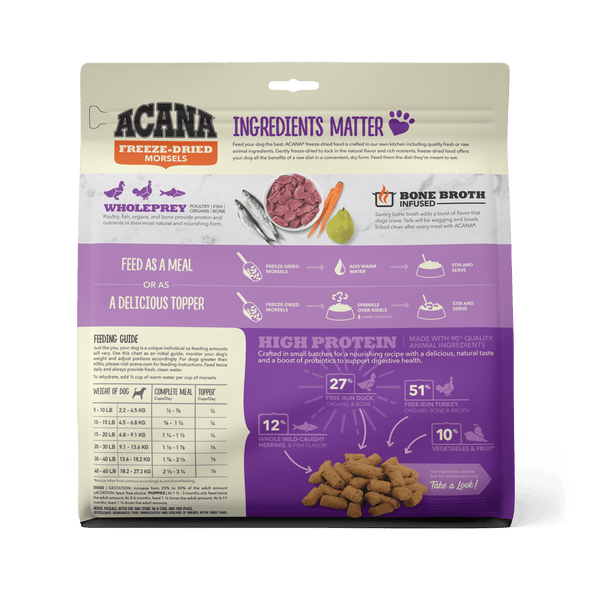 Acana Freeze-Dried Food Duck Recipe Morsels for Dogs