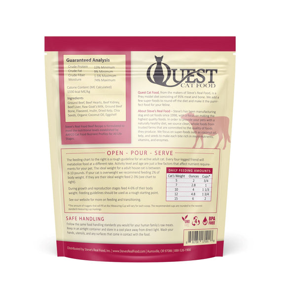 Steve's Real Food Quest Raw Frozen Beef Diet Food for Cats