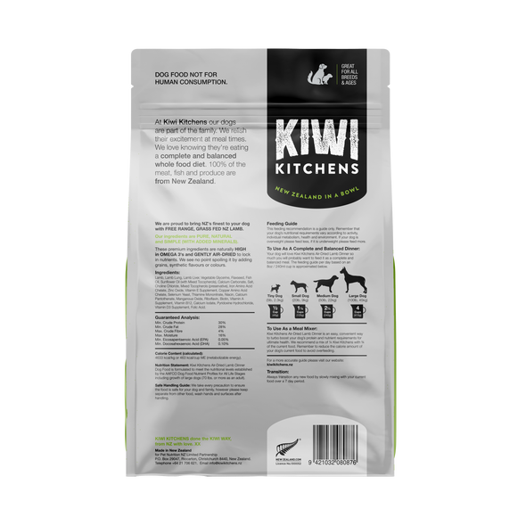 Kiwi Kitchens Air Dried Lamb Food for Dogs