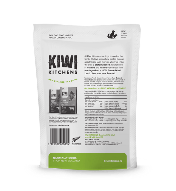 Kiwi Kitchens Raw Freeze-Dried Lamb Liver Treats for Dogs