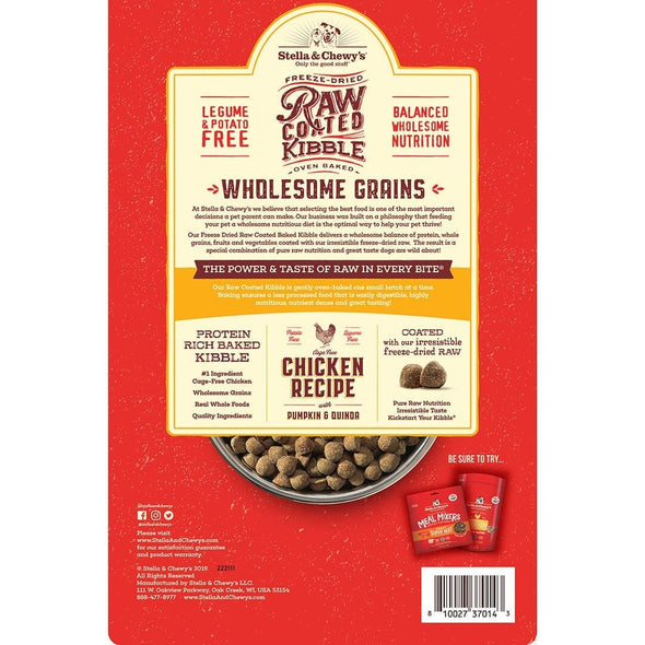 Stella & Chewy's Raw Coated Kibble With Wholesome Grains Cage Free Chicken, Pumpkin & Quinoa Recipe Dry Dog Food