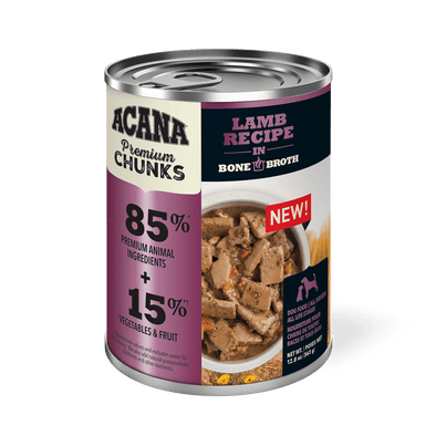 Acana Premium Grain Free Chunks Lamb Recipe in Bone Broth for Dogs