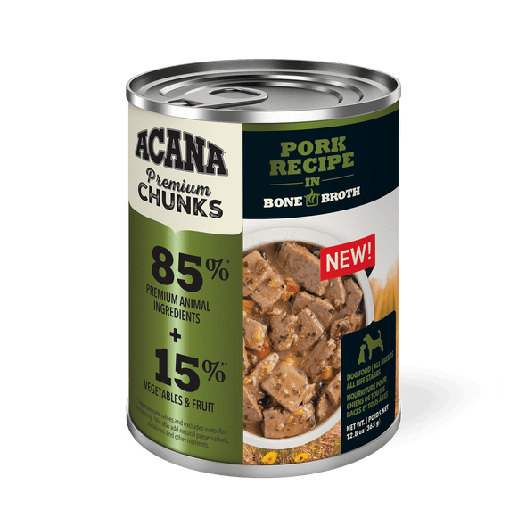 Acana Premium Chunks Grain Free Pork Recipe in Bone Broth for Dogs
