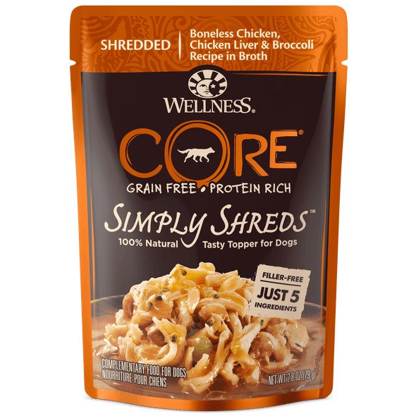 Wellness CORE Simply Shreds Chicken Chicken Liver & Broccoli In Broth Dog Food Topper