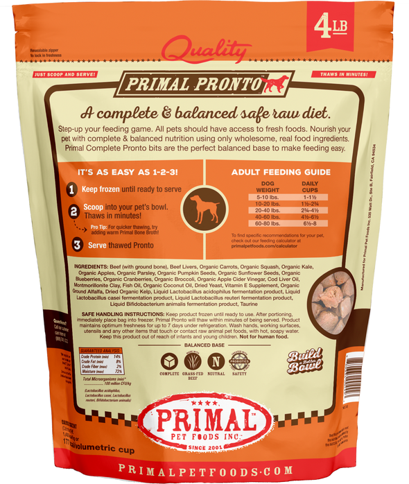 Primal Pronto Raw Frozen Beef Formula For Dogs