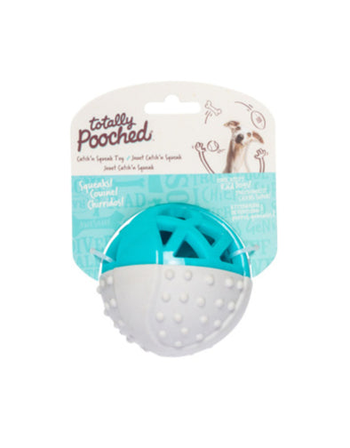 Totally Pooched Catch N' Squeak Rubber Ball Dog Toy