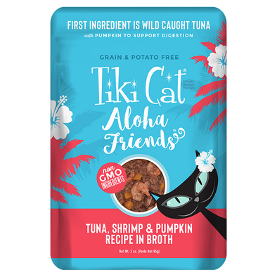 Tiki Cat Aloha Friends Grain Free Tuna with Shrimp and Pumpkin Cat Food Pouch