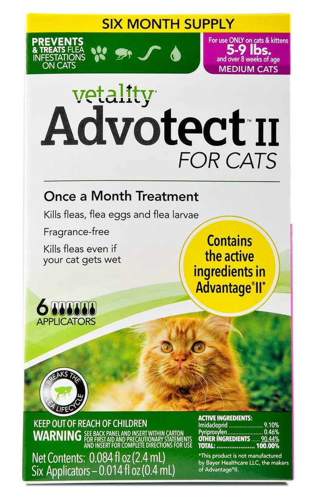 Vetality Advotect II Monthly Topical Flea and Tick Treatment for Mediu